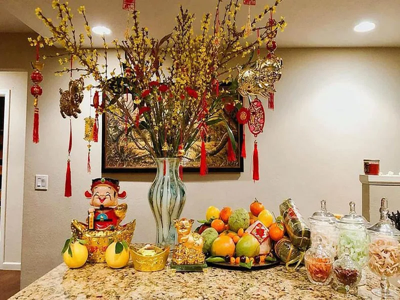 trang trí phòng khách ngày tết đẹp ấn tượng