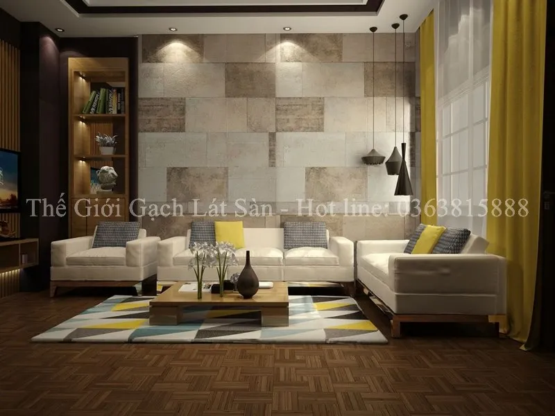 có nên ốp gạch tường phòng khách không